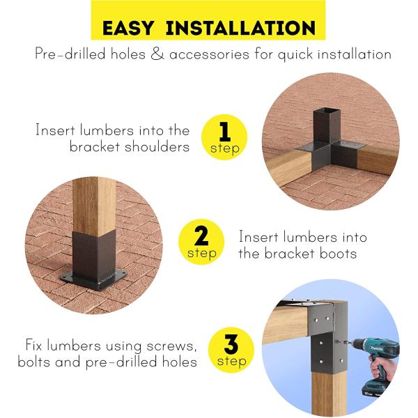 4x4 дюймовый трехсторонний угловой деревообрабатывающий пергольный комплект для 4x4 деревянных балки