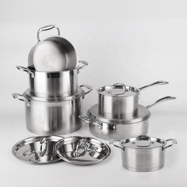 High Quality 304 Stainless Steel Ware 12pcs Cookware Set Cooking Food Pot