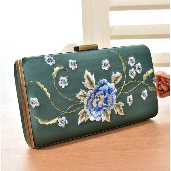 European and American vintage handmade embroidered peony high-grade hand clutch evening bags