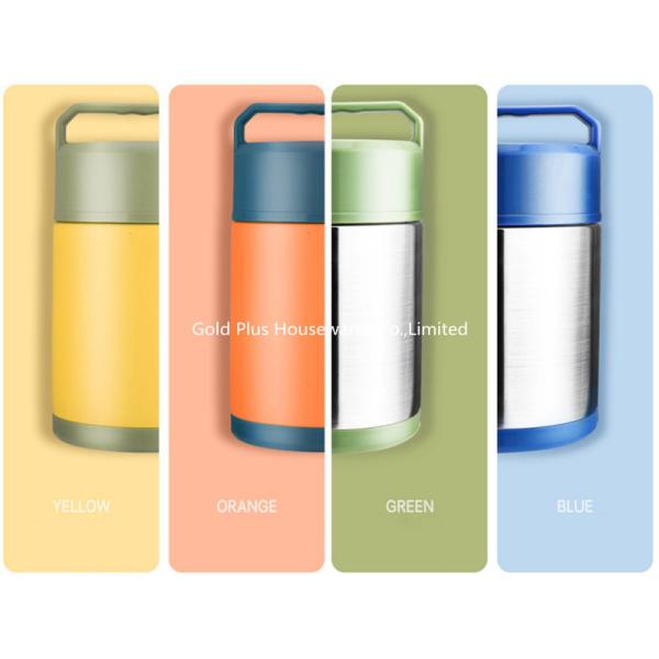 2L Wide mouth insulated adult food flask with steel folding spoon vacuum insulated food container lunch jar