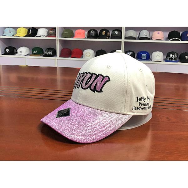 ACE Unisex Adjustable Custom 6 panels Glitter Cloth Embroidery Patch Baseball Curve Bill Cap