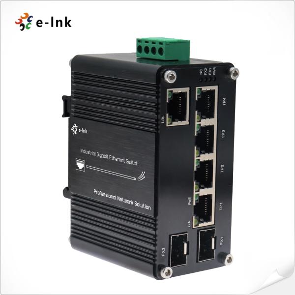 Commutateur Ethernet à 4 ports industriel 802.3bt 90W PoE + 1 port 10/100/1000T + 2 ports 100/1000X SFP Gigabit