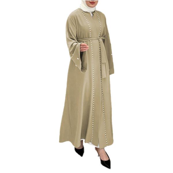 Tops Muçulmanos da moda Vestidos Muçulmanos Mulheres Cor Sólida Manga Flared Roupa Mosaico