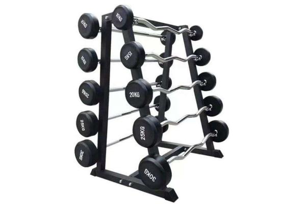 Oem Logo 20kg Fixed Rubber Barbell Power Training Fitness Equipment Free Weights