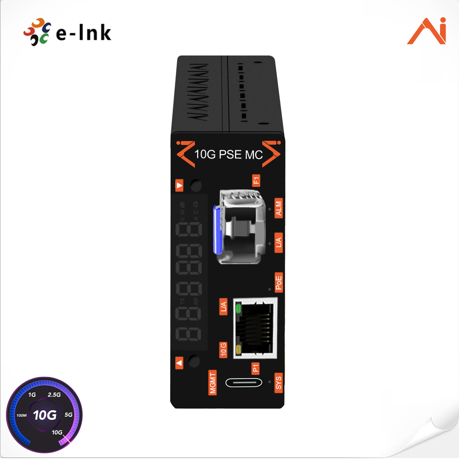 AI Smart Managed 10G/5G/2.5G/1G/100M RJ45 to 10G SFP+ PoE Fiber Media Converter