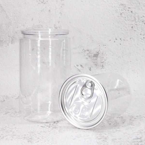 Transparent Pet Plastic Round Jars With Aluminum Alloy Sealed Cap Custom 500ml Plastic Jars of Peanuts or Grains