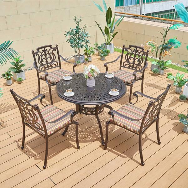 Cast Aluminum Table and Chairs Outdoor Patio Dining Set Garden Furniture Comfortable