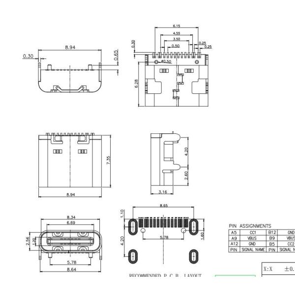 Type C-31-M-12 100% Cross LINK-PP LPUSB1141 USB TYPE C 2.0 SMT 16PIN