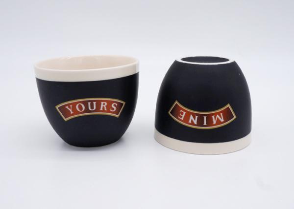 Round Shape Ceramic Candle Holders Cup Wax Holder In Matte Black With Shiny Logo