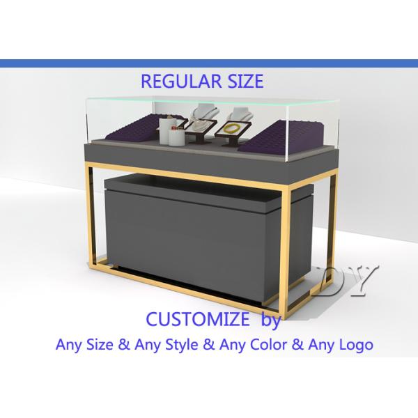Gray Gold Stain Steel Jewelry Display Cabinet Showcase With Light 1200 X 550 X 950MM