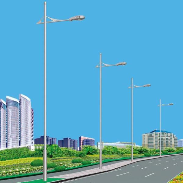 5m Galvanised Steel Light Pole With Single Arm Bracket For Street Roadway Highway
