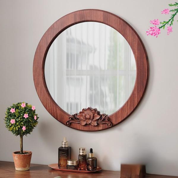 Деревянное зеркало для гостиной в стиле современного дизайна