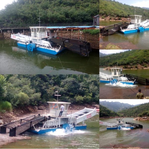 Diesel Automatic Skimmer Aquatic Weed Harvester with 3000 sqm Work Ability 1.5M Cutting Width and Automatic Discharge