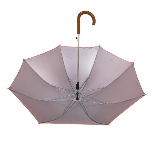 Auto Open Full Body Umbrella Orange Custom Bank Logo Hook Handle with 100cm Diameter