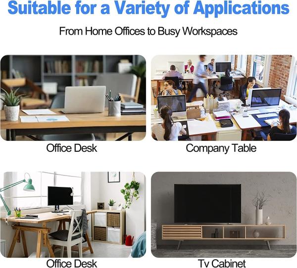 Retractable Cable Organizer for Desk No Drill No Damage Sturdy Metal Wire Under Desk