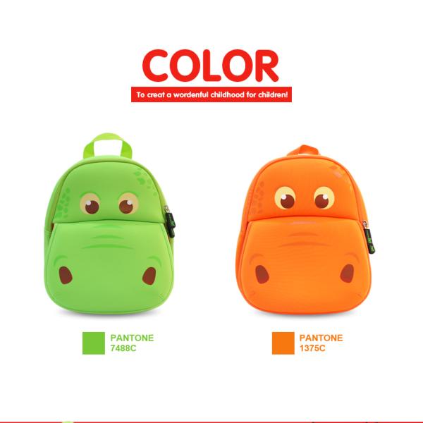 Softback green Baby Toddler Backpack Lovely Hippo Shape 31*27*11.5cm