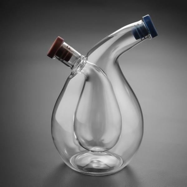Convenient Glass 2 in 1 Separator Oil Water Sauce Pot for Kitchen 350ml 100ml Capacity