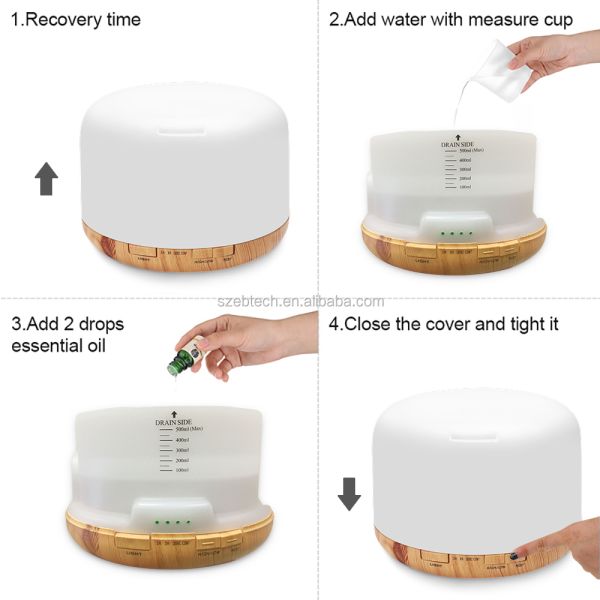 500ml Smart Humidifier Large Room Aromatherapy Essential Oil Diffuser with Remote Control for Bedroom