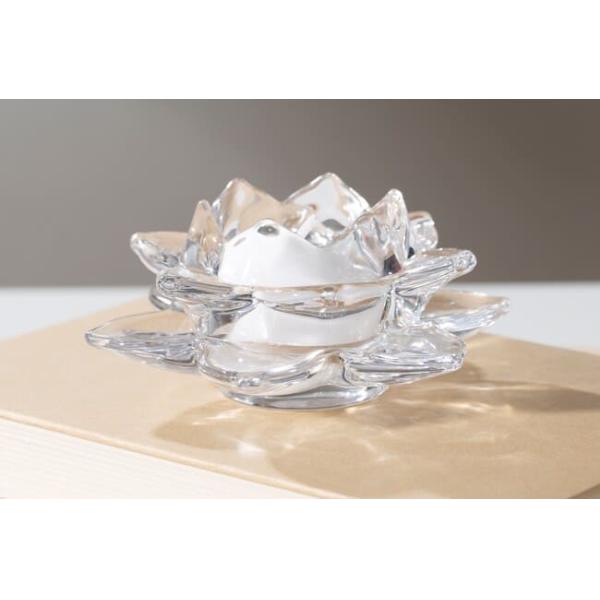 Clear Crystal Glass Lotus Flower Tealight Candle Holder Lead Free 5.6cm Height