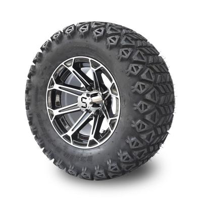 12'' Golf Cart Aluminum Rims & 23x10.5-12 All Terrain Tyres Combo - Machined/Glossy Black