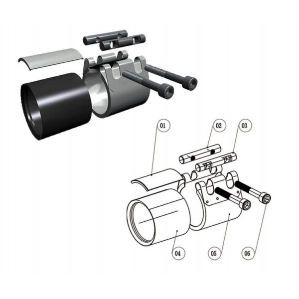 Accesorio de tubería de HDPE de tubería recta, pinza de reparación de fugas de tubería multifuncional de acero inoxidable