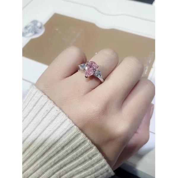 Обручальное кольцо обручального кольца груши ювелирных изделий диаманта лаборатории дизайна ювелирных изделий розовое выполненное на заказ