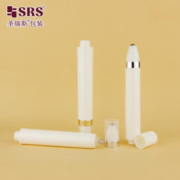 AY 15ML Injection White Glossy Matte Finished Round Pen Shape Airless Roll On Bottle For Eye Cream Container