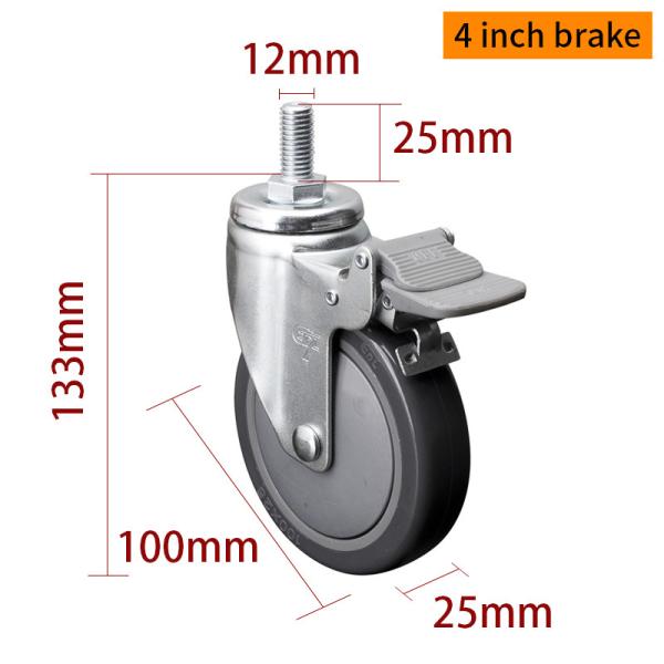 4 pulgadas de metal ruedas de rueda ligera de 100 mm ruedas giratorias 3714S-77