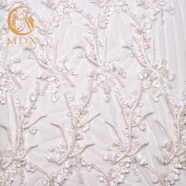 Haute Sequined вышитые ателье мод шнуруют цветок ткани роскошный