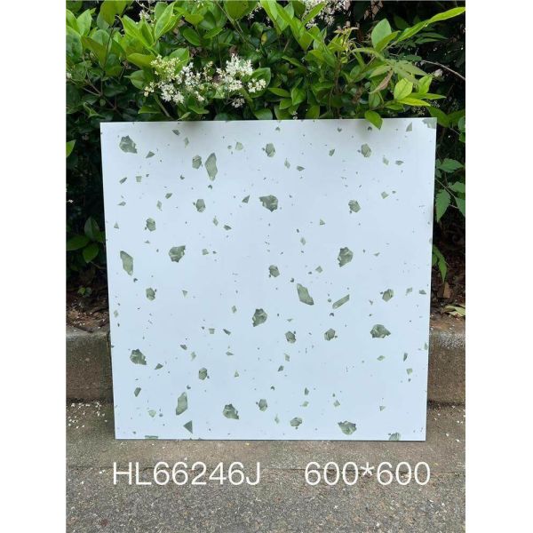 Waterproof and Anti-slip Gray 600x600mm Indoor Floor Terrazzo Ceramic Tiles For Living Room