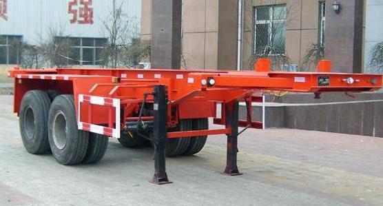 2 Axles 20 Foot Flatbed Truck Trailer With 4 Or 12 Set Twist Locks SGS Standard