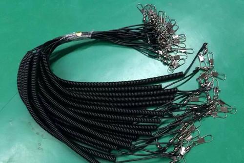 Japan popular fishing kayaks boats 3m wire coil lanyard for rod good cheap rod leash