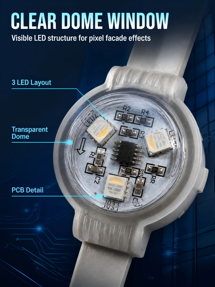 Outdoor Waterproof LED Point Source Curtain Wall Light IP67 Rating Intelligent Control