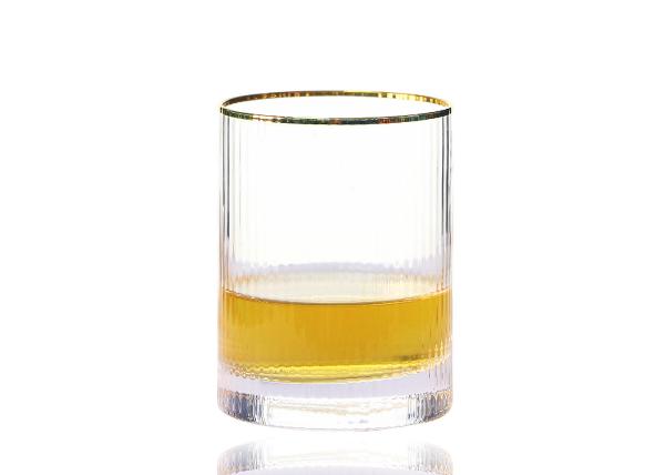 Golden Rim 155mm Lead Free Crystal Drinking Glasses , Highball 17 Oz Drinking Glasses