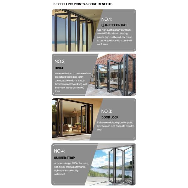 Modern Aluminum Alloy Thermal Break Anti-theft Thermal Insulation Folding Door Window Making Materials Double-layer Tempered