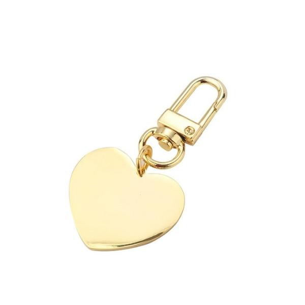 Promotion Gift Heart Keychains Gold Sublimation Metal Charm Heart Keychains