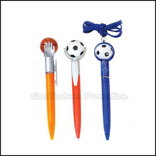Custom Logo Basketball Football Shape Ballpoint Pen With Lanyard For Sports Event