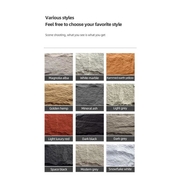 Exterior Wall Panels Modern Polyurethane PU Artificial Culture Stone Lightweight Artificial Pu Marble Stone