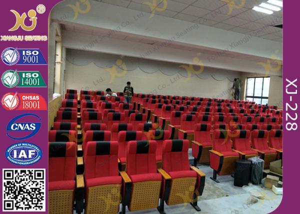 Wood Seat Back Cover Conference / Church Auditorium Chairs With Folding Seat