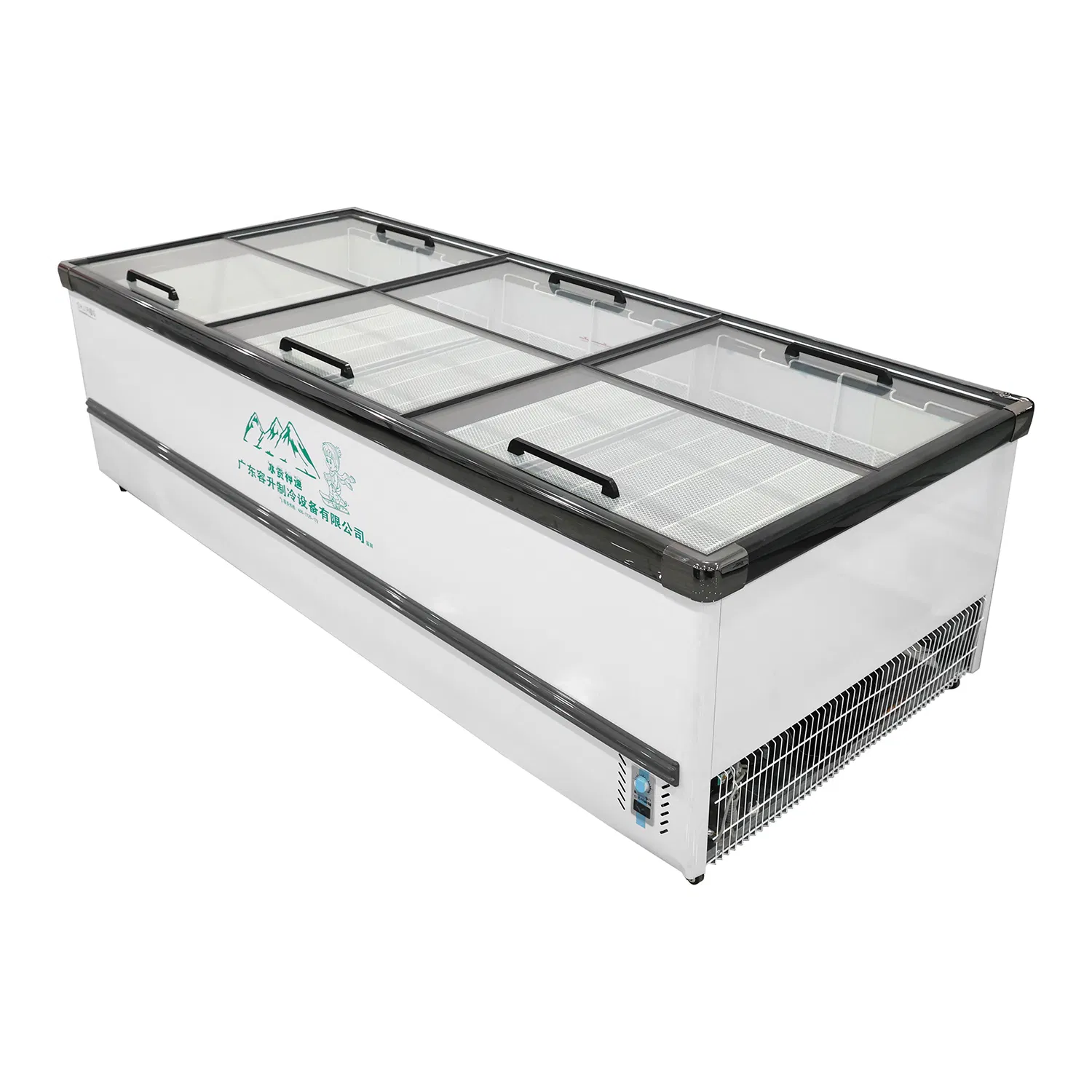 540L Deep Island Freezer Supermarket Sliding Glass Door Freezer 320W
