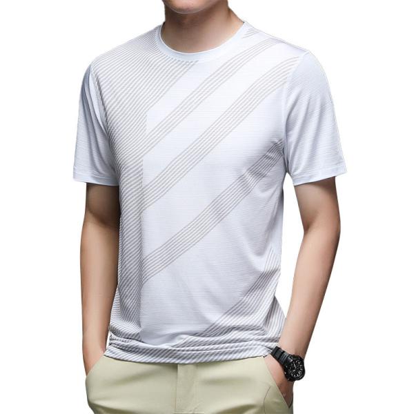 Summer Thin Casual Breathable Sports Loose Ice Silk Short Sleeve T Shirt  Men