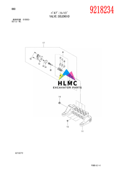 9218234 Excavator Spare Parts ZAX200-1 ZAX200-3 Hydraulic Replacement Solenoid Valve