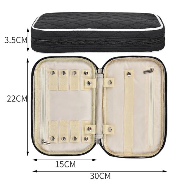 Quilted Zipper Jewelry Box Case Bag Packaging Travel 22x15x3.5cm