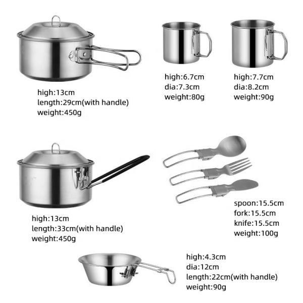 304 Stainless Steel Outdoor Multifunctional Multi Person Camping Picnic Set