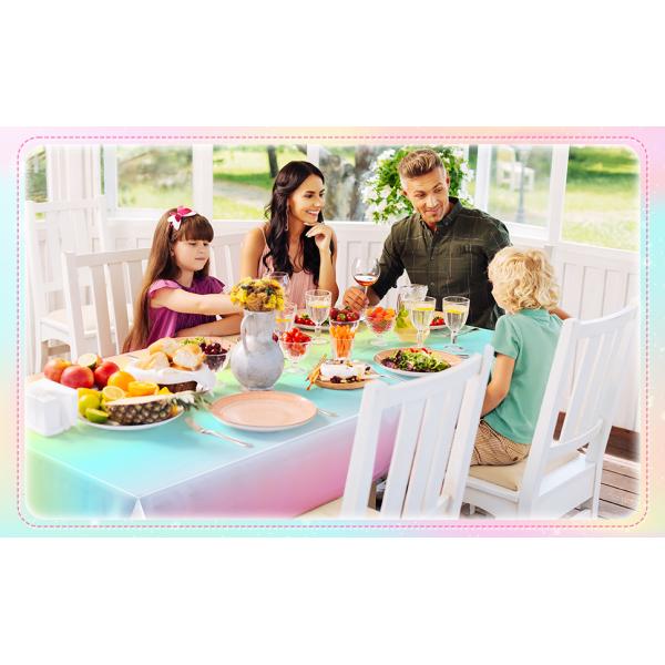 Christmas Tablecloth Plastic Jumbo Disposable Table Cover with Colorful Design Santa Claus Snowflakes