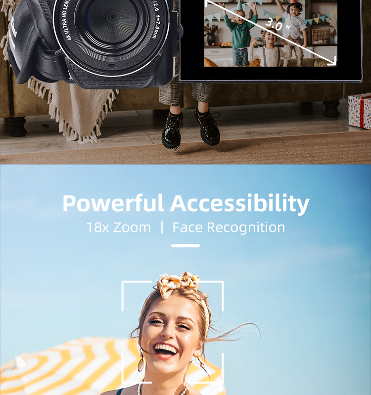4K Video Camera Camcorder 16.4Ft Waterproof Ultra HD 18X Zoom Underwater Camera Vlogging for Youtube