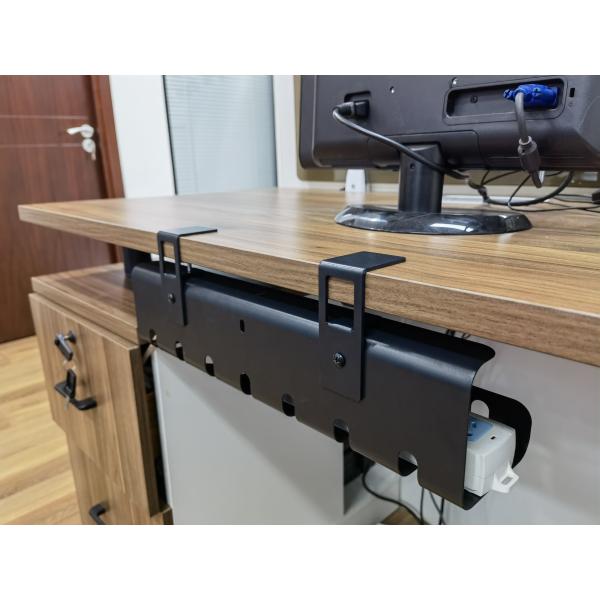 Чёрный стальной кабельный поднос для офисного стола для совещаний под рабочим столом