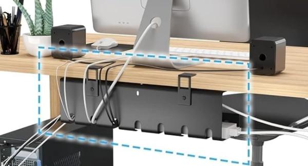 Sistema de gestão de cabos com esta mesa organizador de fios de cabo e armazenamento porta-estantes