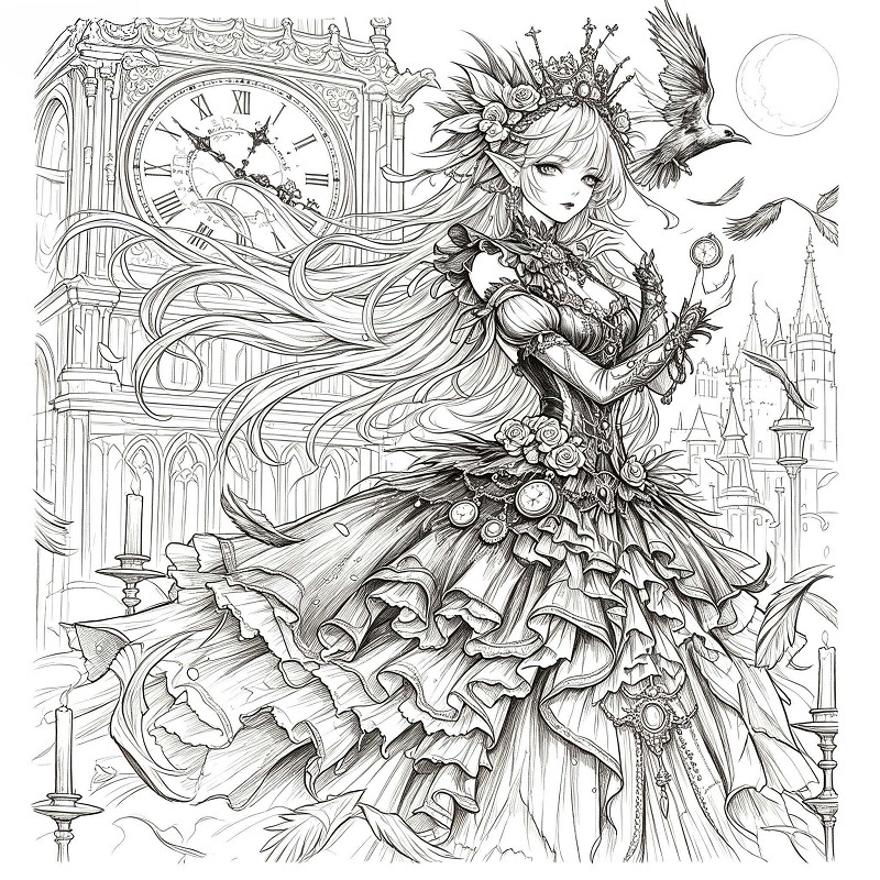 Gothic Dark Fantasy Coloring Book Custom For Adult Art Therapy And Relaxation