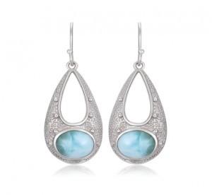 925 Sterling Silver Natural Larimar Heart Earrings Customized
